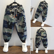 Boys jeans Autumn New handsome camouflage pants children Foreign style casual trousers Korean autumn pants childrens clothing