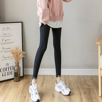 The female wears spring and autumn thin and winter thin waist tight weight mm large size nine small feet autumn pants black