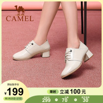 (Camel camel) female shoes Inlenwind small leather shoes 100 hitch heel with casual shoes coarse and deep stomp shoes