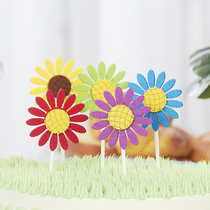 Creative Birthday Cake Decoration Sunflower Colorful Sunflowers Inserts Signs Baking Dessert Table Decoration Plugin