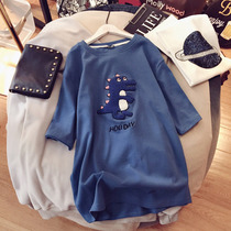 2021 New pregnant womens coat cotton fashion loose pregnant women Spring cartoon T-shirt short sleeve spring summer tide mother