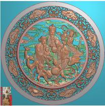 Hollow Fu Lu Shou character backrest pendant carved drawing jdp relief map grayscale wood carving computer carving