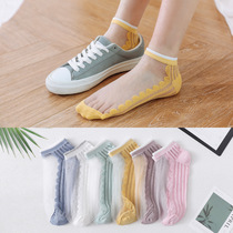 Fiberglass Short Barrel Low Bunch Of Boat Socks Lady Invisible Pure Cotton Non-slip Anti heel Spring Summer thin section Ins shallow mouth