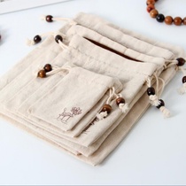 Pure cotton numb playing with cloth bag bunch mouth pumping rope suede cloth brocade with small cloth bag zig Buddha bead bag dish bead