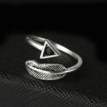Retro silver feather arrow ring female retro European and American fashion trendy student index finger ring accessories National style