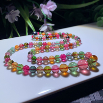 Weight 44 41 grams Beads 4 7-11 mm natural tourmaline necklace Wangfu crystal candy color 17622
