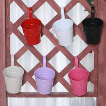 Flower pot adhesive hook hanging wrought iron balcony hanging balcony wall hanging flower bucket tin barrel fleshy potted plant flower pot