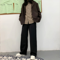 Large code drag casual long pants woman 200 catty mm high waist loose fit for exaggeration leg crummy with wide leg pants