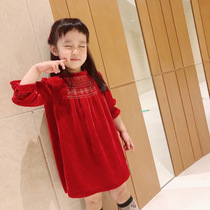 ins explosive girls baby New Spring Festival Christmas red velvet festive dress suit New Year dress