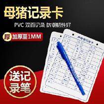 Pig farm accompanying production card Vaccine fading custom-made double-sided childbirth pregnancy card Easy-to-wipe registration form Pig breeding