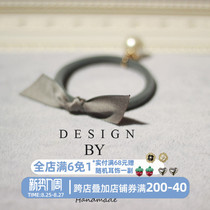 High-end gray tone bow pearl Korean style rubber band head rope Hair circle Hair rope Hair accessories Simple headdress