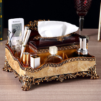 European-style retro tissue box household living room desktop multi-function remote control storage box American light luxury wind pumping carton