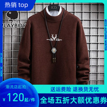 Playboy autumn and winter men thick sweater semi-high neck knitwear men Korean trend loose warm thread