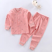 Autumn and Winter Childrens autumn clothes pants flat waist low waist open button male and female baby pajamas home base suit