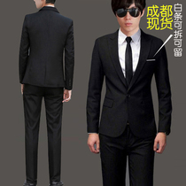 New mens suit professional dress three-piece set business suit slim best man work clothes casual black dress