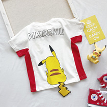 ins child clothing male girl cartoon leather kachu round collar blouse blouse kiddie loose cute T-shirt male baby pure cotton short sleeve