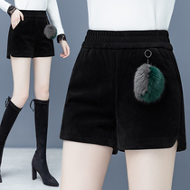 Golden Velvet Shorts female high waist and thin legs 2022 new outer wear bottom casual boot pants