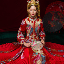 Show and dress bride 2022 spring new Chinese wedding dress embroidered and wedding gown Chinese Wind Longfeng Vest Wedding Dress
