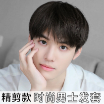 Wig male short hair full real hair natural Korean version handsome net red boy invisible fashion mens wig full headgear