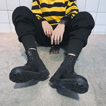 2021 new black high-top Martin boots mens shoes tooling trend Joker British Wind locomotive trendy shoes leather boots autumn