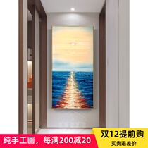 Leju hand-painted oil painting modern simple porch decorative painting aisle corridor background wall vertical painting high-end mural