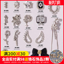  LZ new court style nail art zircon diamond jewelry silver bow black and white full diamond unicorn wings wedding armor