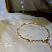 Exquisite advanced sense small golden bean bracelet American 14K gold does not fade temperament simple golden bean bracelet wild female