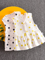 Baby summer clothes baby cotton linen vest girl gauze polo point sleeveless coat wearing foreign children cardigan vest
