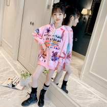 Girls clothes autumn 2021 New Korean version of children Spring and Autumn foreign atmosphere in big Children girls Net red hooded coat tide