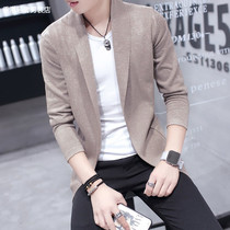 Knitted cardiovert male Korean version Body Trend Mid 2022 Spring and Autumn Season Thin mens wool sweater jacket