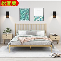 Wrought iron double 1 5 meters ins net red thickened simple modern light luxury 1 8m iron frame single bedroom Nordic style bed
