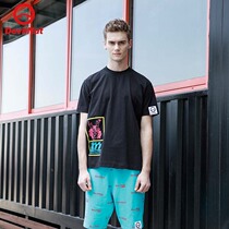 DEVIL NUT demon tide card spring and summer men and women Summer loose black short sleeve T-shirt KISS AOL SET