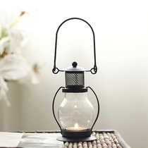 European-style iron windproof lamp candle holder retro kerosene lamp shape personalized cafe restaurant candle holder ornaments