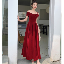 Out Rental Spring Summer 2022 Bride Toast to the Korean version of the long section Skinny and toast with red Chair Dress