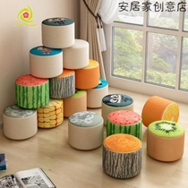 Casual soft-faced foot stool hair salon mini high-bomb seat dressing table home small stake fruit fabric stool