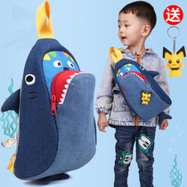 2021 new childrens chest bag shark messenger bag boys trendy bag female Korean cute backpack fashion handsome fanny pack