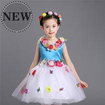 Dance White Yarn F Flowers One-piece Dress Child Little Girl 61 Children perform a dress