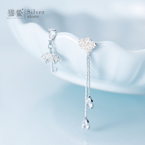 Cat Jellyfish S925 Pure Silver Insert Drilling Umbrella Cloud Eardrop Woman Han Edition Personality Creative Asymmetrical Earrings 2021 New Wave