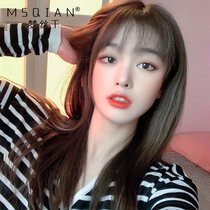 Wig Female long hair natural full head black long straight full real hair headgear Medium long hair Lace wig set female real human hair