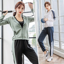 Yoga suit sports suit womens spring new loose gym outdoor morning running long-sleeved fitness suit quick-drying clothes