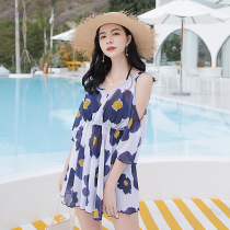 ins2021 new blouse three-piece swimsuit cover-up halter neck slightly fat gathered thin ruffle swimming trunks