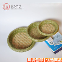 Storage box bread basket green double-layer bamboo basket home snack storage basket
