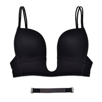 Close the pair of breasts U-shaped beautiful back deep V dress big halter sexy gather thick small chest seamless invisible underwear bra set