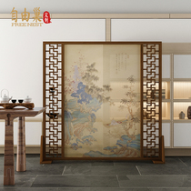 Neoclassical solid wood screen partition antique shop study tea room semi-transparent sand painting Chinese fence hollow landscape seat screen