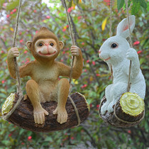 Courtyard Landscaped Swing Rabbit animal hanging pieces Resin Handicraft Tree Monkey Pendants Kindergarten Shop Soft