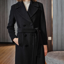 Van black cashmere coat women 2021 autumn and winter New British style slim long high end knee wool coat