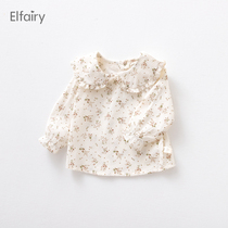 Elfairy baby doll collar shirt girl crushed flower shirt baby girl jersey undershirt spring autumn blouse childrens clothes