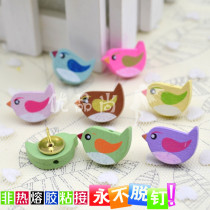 7 colors 7 grain woody cute little bird by nail nail wall Wall Wall Nail Creativity Colored Artificial character cork nail big head Tnail
