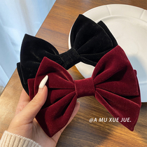 South Korean Net Red Red Velvet Big butterfly knot hairpin hairpin Super Fairy Rear Brain Spoon card-issuing Temperament New Year Headwear