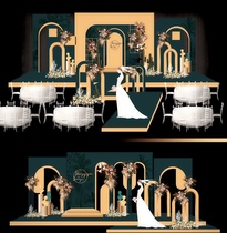 Blue orange color matching wedding full design psd source file wedding props material hand-painted renderings ins